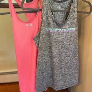 TWO workout racerback tops, sz M